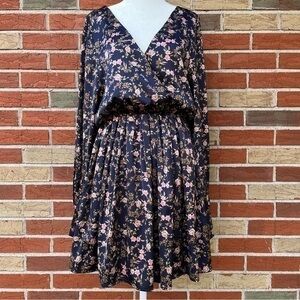 Charles Henry Floral Blouson Blue Pink Long Sleeve Dress 👗